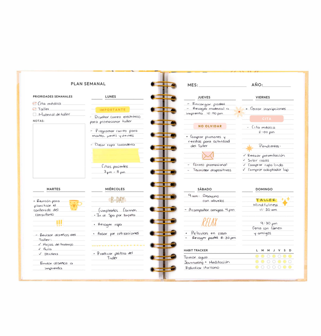 Paquete doble agenda semanal Mimosa