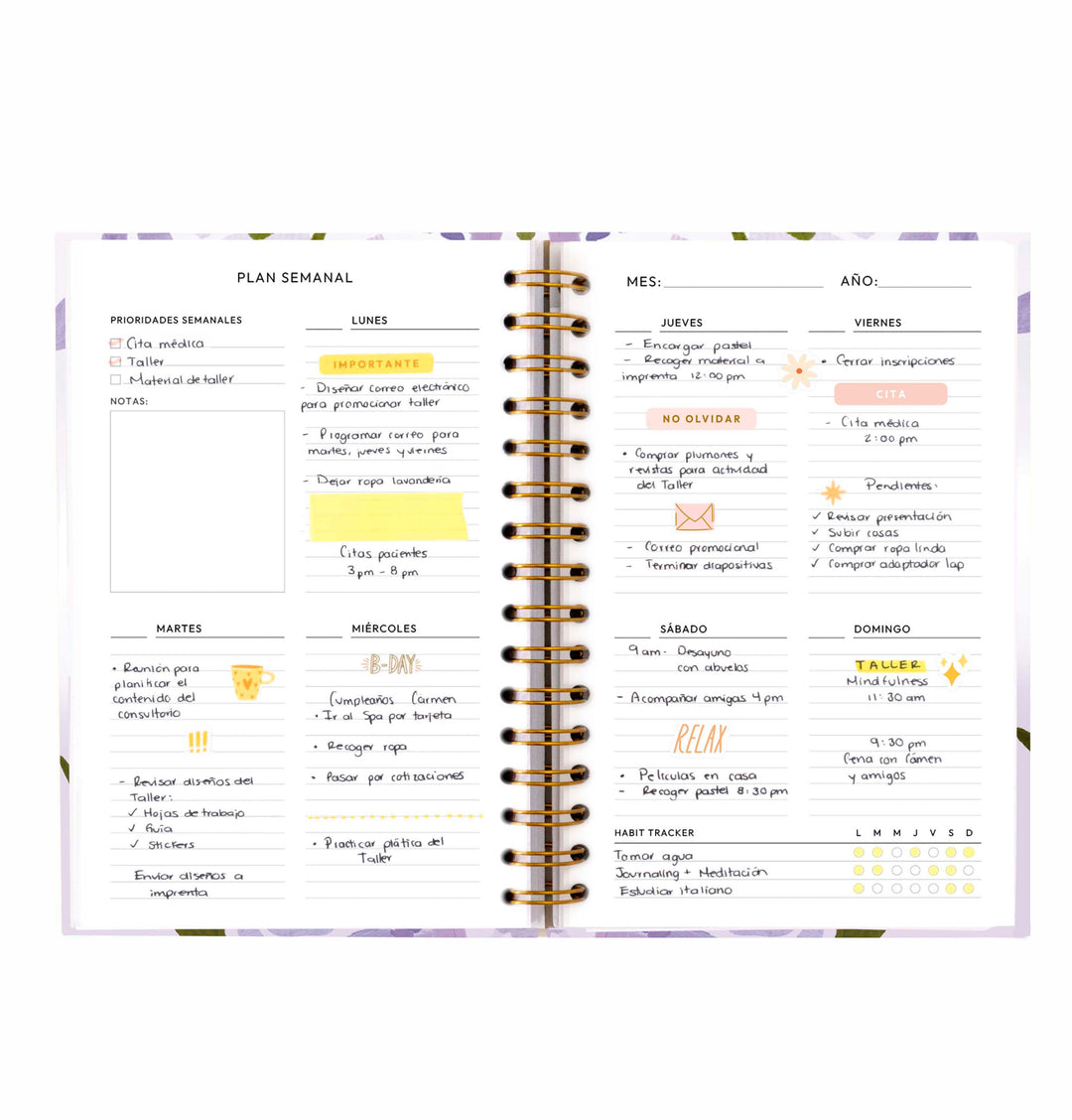 Agenda Semanal - Lavanda